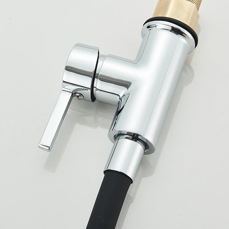 Kitchen Sink Faucet Flexible Water Pipe 360° Rotation Single Handle Deck Mount Cold Hot Water Mixer Water Tap