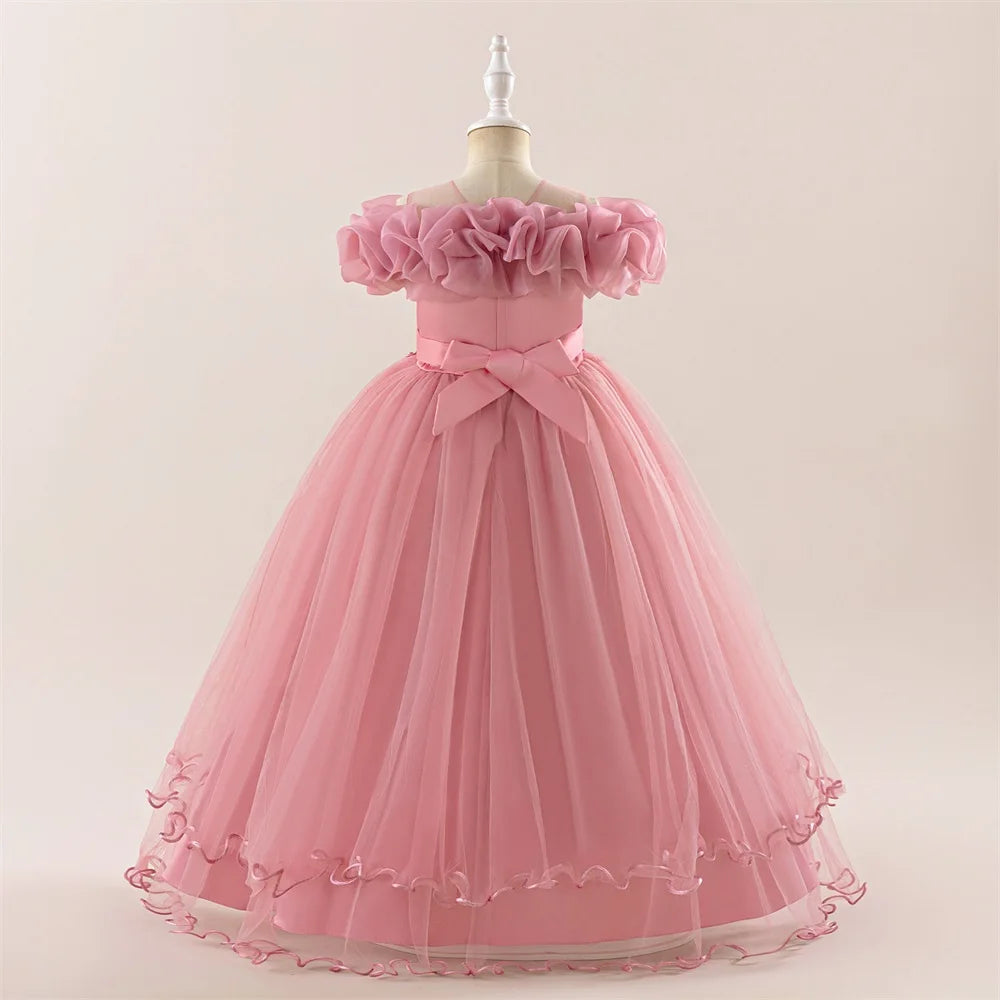 Kinder Kleid Neue Geburtstag Party Mädchen Prinzessin Kleid Gestickte Mesh Hochzeit Blume Junge Elegante Kinder Abend Kleidung Kostüm.