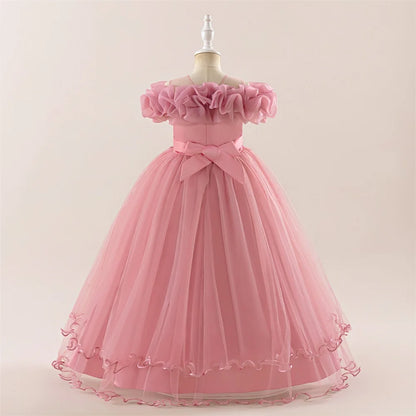 Kinder Kleid Neue Geburtstag Party Mädchen Prinzessin Kleid Gestickte Mesh Hochzeit Blume Junge Elegante Kinder Abend Kleidung Kostüm.