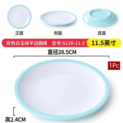 1Pc Commercial Melamine Tableware Household Plastic Dinner Plates Round Barbecue Salad Dishes Plate Kitchen Accessories