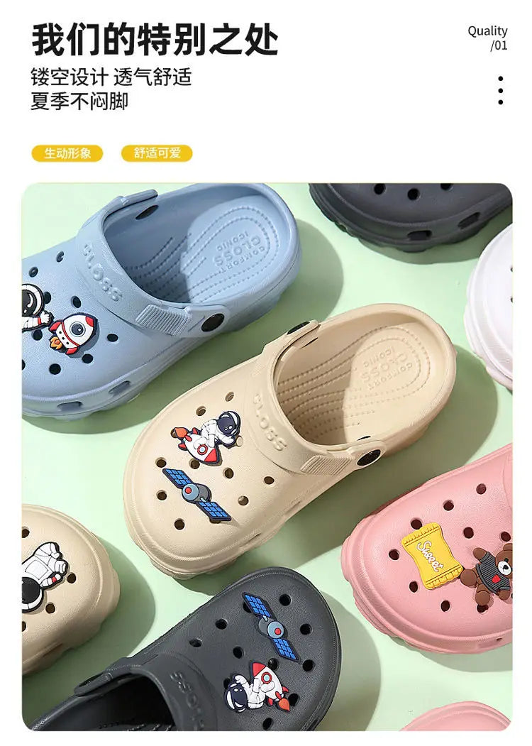 3-12y Kids Mules & Clogs Summer Boys Girls Sandals Cartoon 6 Colors Non-slip Comfortable Beach Slippers Children Garden Shoes 24.