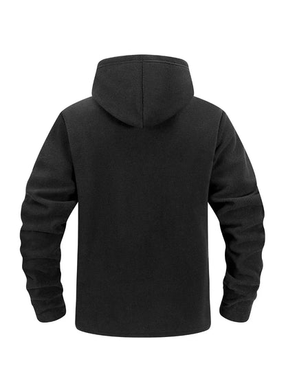 Men's Polar Fleece Zipper Hooded Jacket Autumn Winter Thermal Warm Work Coats Full-Zip Up Windproof Outdoor Hoodie Sweatshirt.