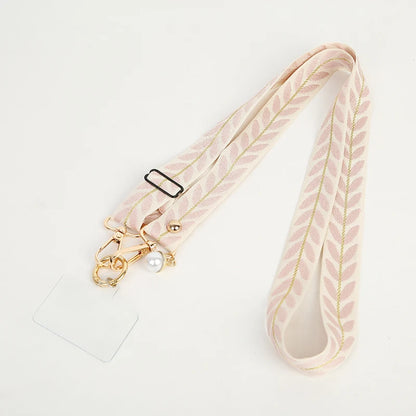 Universal Adjustable Mobile Phone Lanyard for Women Crossbody Single Shoulder Neck Strap Pearl Pendant Hanging Anti Loss Rope.