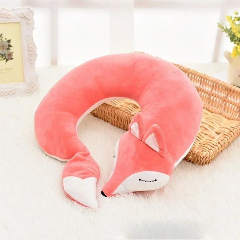 Travel Pillow U Shape Neck Pillow Cute Fox Pillow Hug Sleeping Pillows Ornamental Pillow Office Sleep Pillow 30*30*8CM.