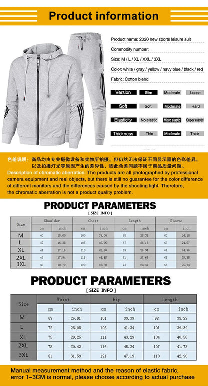 Men's sportswear set for spring and autumn 2025: sporty casual jacket + sport pants, jogging fashion and stylish sport outfit.