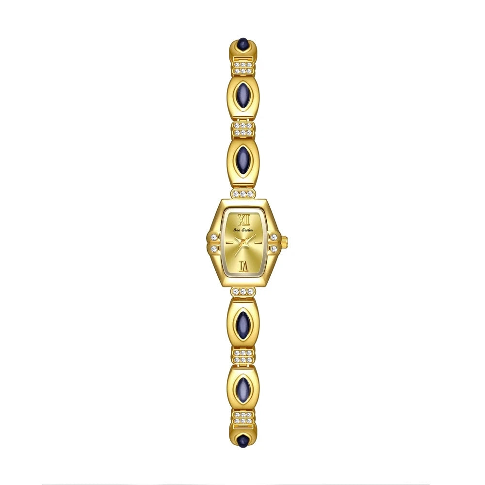 BS New Natural Black Gold Abalone Shell French Vintage Design Watch Woman Elegant Luxury Tonneau Dial Quartz Women's Watches