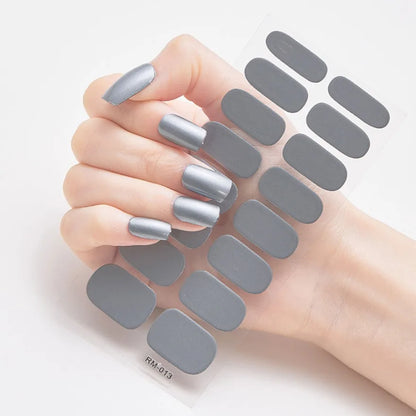 Glitter Gradient Full Cover Nail Art Stickers Fashion Silver Purple Nail Polish Strips DIY Waterproof Nail Foil Sticker Manicur