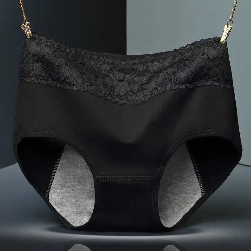 1pcs Cotton Womens Mid Waist Leak Proof Menstrual Panties Females Lace Widen Period Physiological Briefs Ventilate Comfort Panty.