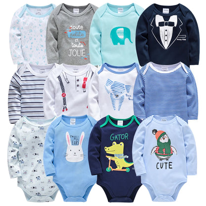 3 Teile/satz Baby Jungen Kleidung 100% Baumwolle Kinder Overall Langarm Niedlichen Elefanten Druck Babyspielanzug Neugeborenen Body Für 0-24 M.