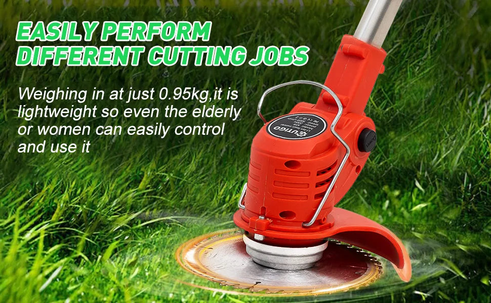 OUTIGO-KF8L schnur loser elektrischer Grass ch neider mit 2 Batterien und 4 Arten von Klingen, zum Mähen von Rasenflächen und Sträuchern im Freien