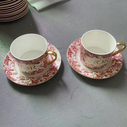 Red, Blue, Gray Tiger Series  Animal Images Bone Porcelain Coffee Cup Plate European Afternoon Tea Cup and Saucer Set Gift Box