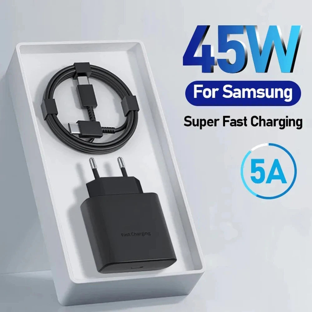 45W PD Super fast charge for  S22 S23 Ultra Note 10+ 5G USB C Mobile Phone Type C US/EU/UK  Fast Quick Charging Wall Adapter.
