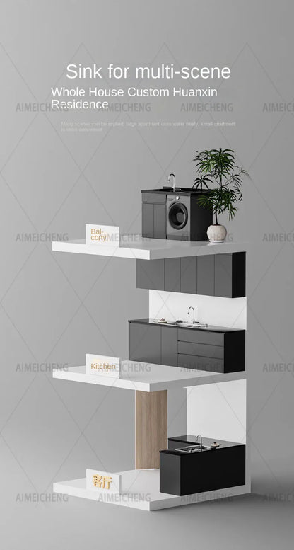 Original-Finish, spülmaschinenkompatibles SUS304-Edelstahl-Küchenspüle mit großer Einzelschüssel und Unterbau