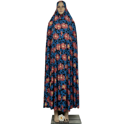 New Dubai Islamic Robe Ramadan Womens Hooded Abaya African Sleeveless Loose Soft Prayer Garment Muslim Floral Dress With Hijab