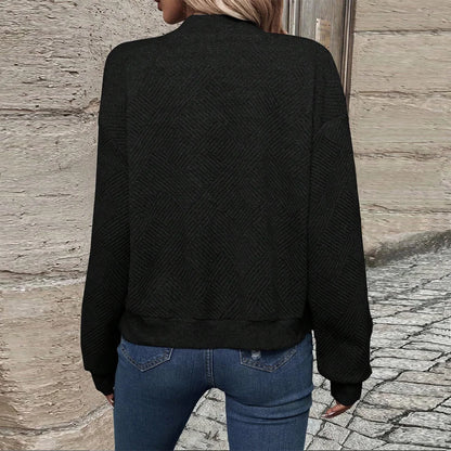 Damen Herbst und Winter neue einfarbige einfache und exquisite Reißverschlussjacke Baseballkragen Freizeitjacke.