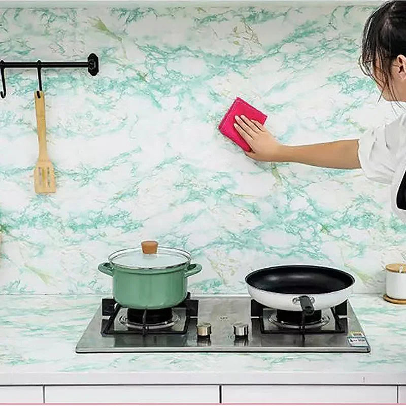 Rosa und grüne ölbeständige Aufkleber für die Küche, Marmormuster, Möbelrenovierung, Hintergrund, selbstklebende Tapete
