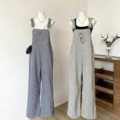 Jumpsuits Loose Casual Straight Pants American Style Jeans Vintage Artistic Rompers One Piece Outfits Autumn Women Clothing.