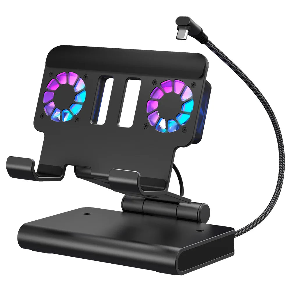 6 In 1 Rgb Dual Fans Docking Station for Rog Ally Steamdeck Game Console Dock Adjustable Height Dock Bracket with Hdmi 4K 60Hz.