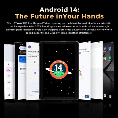 HOTWAV R10 Pro Rugged Tablet Android 14 10.1'' HD+ 13MP Camera Pad 10800mAh Battery 8GB 256GB 8-core OTG Charging Tablet PC.