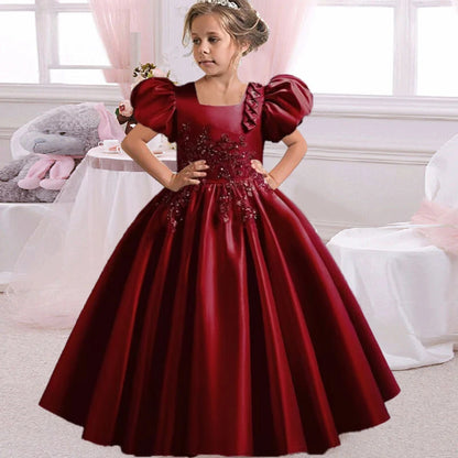 Prinzessin Mädchen Kommunion Geburtstags feier Tanz Leistung Pailletten schwarz Kleid Mädchen Hochzeit Brautjungfer Party Langarm Kleid