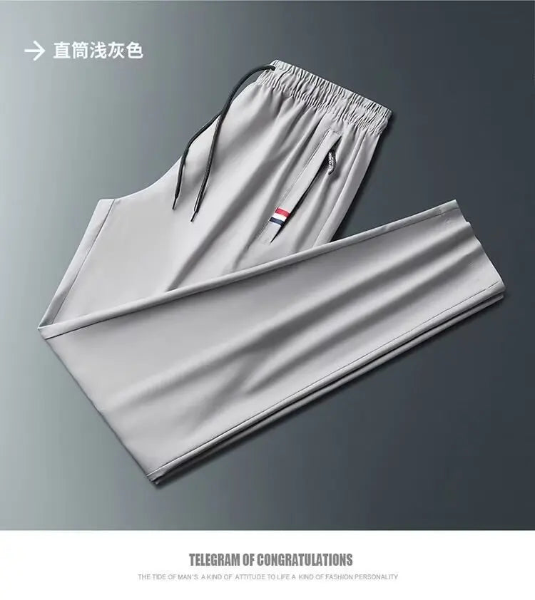 Straight-leg Casual Pants For Men Ice Silk Sports Trousers Youth Fashion Summer 2024 New Arrival Comfortable Loose Fit