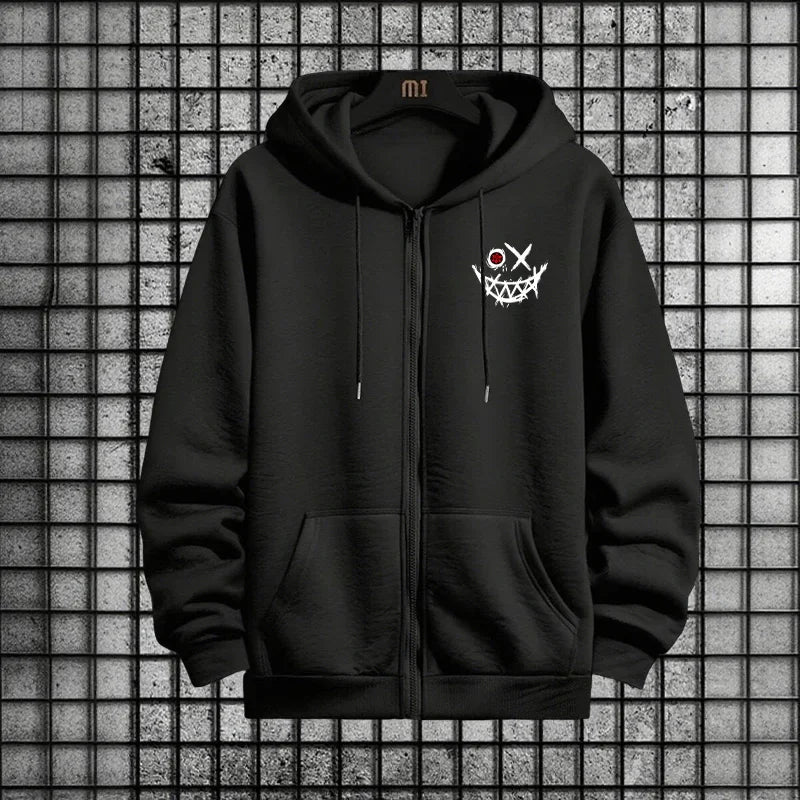 2025 Fall/Winter New Men's Tracksuit Zipper Hoodie Black Sweatpants Urban Fashion Hooded Sweatshirt Jogger Set Male Gym Outfits.