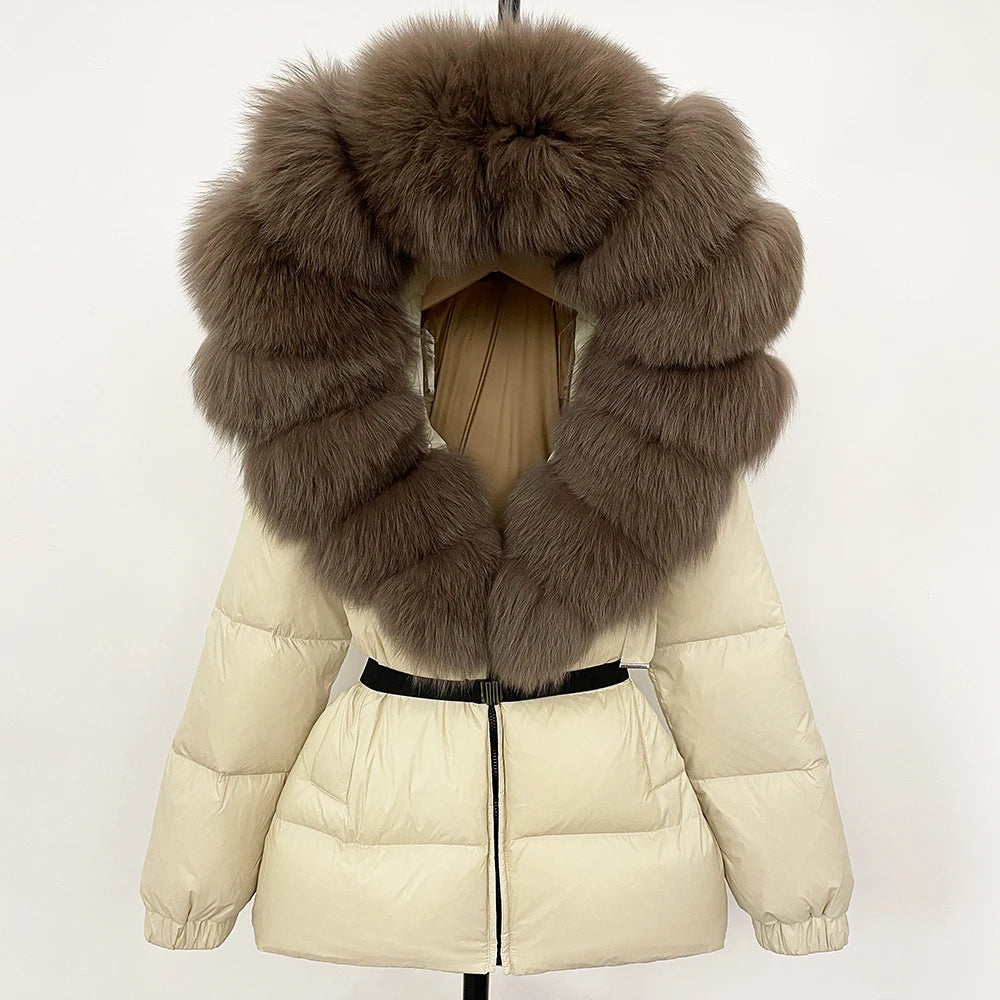 OFTBUY 2025 Winter Kleidung Puffer Jacke Frauen Echt Fox Pelz Mit Kapuze Dicke Warme 90% Weiße Ente Unten Mantel Weibliche Parkas wasserdicht