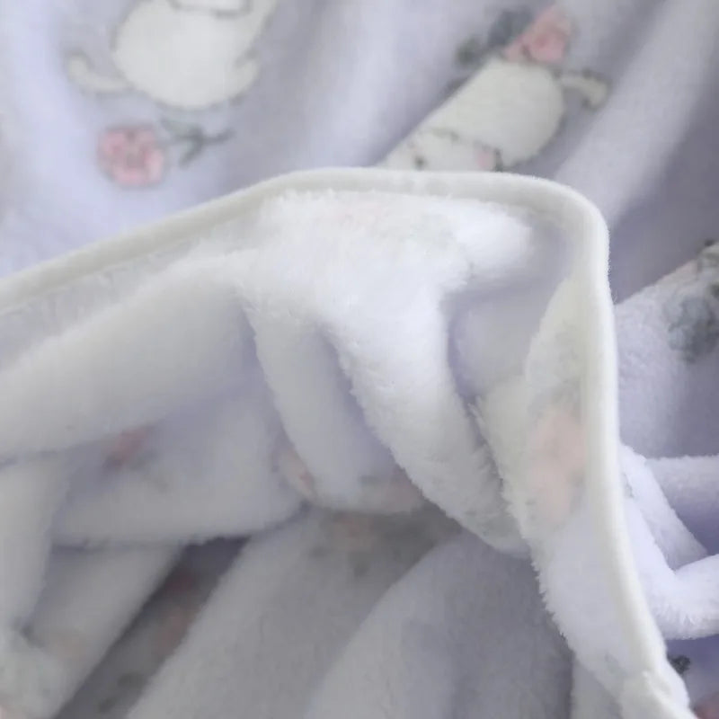 2025 New Winter Women's Pajama Set with Thickened Fleece and Flannel Warm Head Cartoon Comfortable Home Clothing Set Pijama.