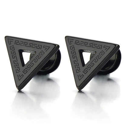 1 /11 Pairs Punk Stainless Steel Stud Earrings Black Earrings Set For Men Women Vintage Hip Hop Piercing Ear Jewelry Accessories.
