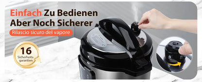 Aigostar Pressure Cooker 6L, 18-in-1 Multicooker, Keep Warm, Non-Stick Coating, Easy Cleaning, Digital Touchscreen, 1000W Pressu.