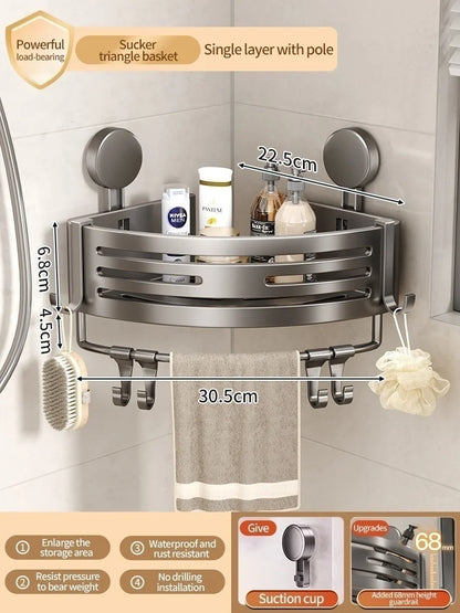 Badezimmer-Aufbewahrungsregal ohne Bohren, Saugnapf, Badezimmer-Waschbecken, wandmontiertes Badezimmer-Aufbewahrungsregal, Küchenaufbewahrung