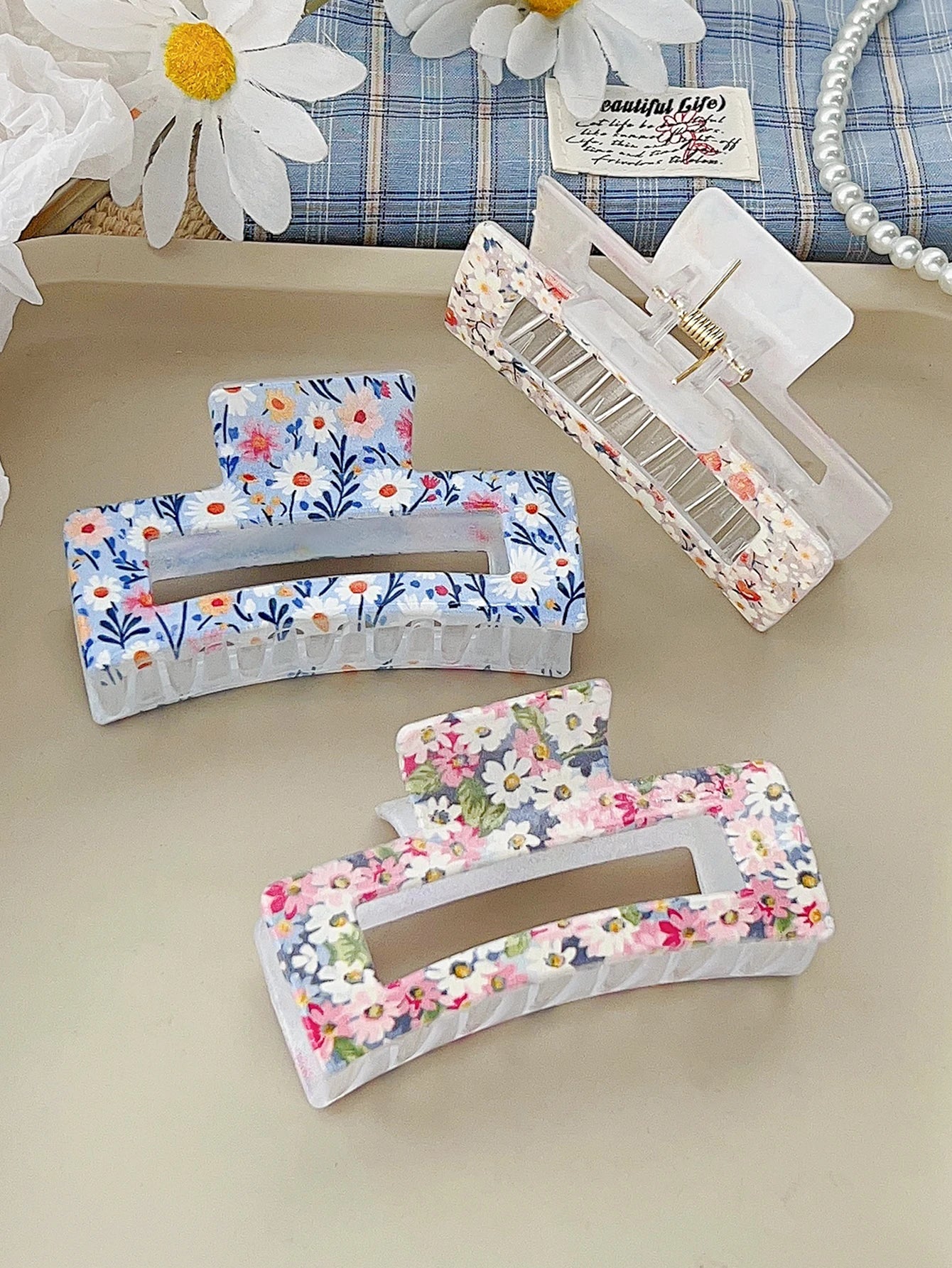 1/3/4/6 Pcs Medium Hair Claw Clips for Women Girls, Pink Strong Hold Matte Square Hair Clips for Thick Thin Hair