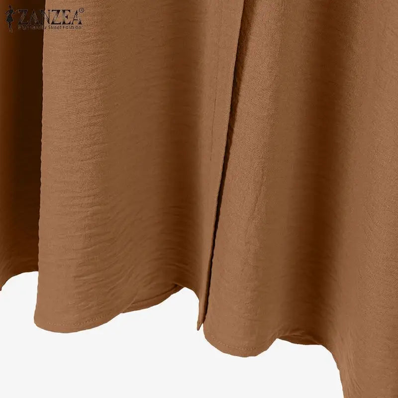 ZANZEA Muslim Abaya Suit Elegant Women Matching Sets Fashion Long Shirt Tops & Wide Leg Pants Ramadan Outfits Urban Tracksuits