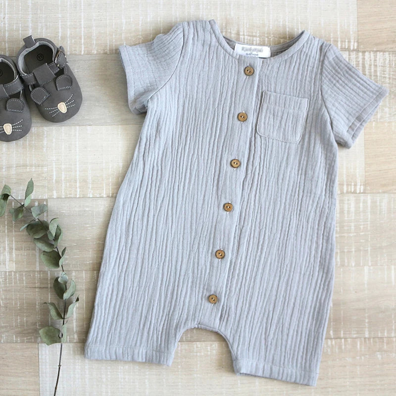 Neugeborenes Baby, Unisex, kurze Ärmel, Strampler aus Bio-Baumwolle, Rundhalsausschnitt, Marineblau, Strampler, Unisex, einteilige Sommer-Strampler-Kleidung.