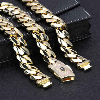 6/8/10/12/15/20mm Monaco Cuban Chain Necklace Hip Hop 14k Gold Plating Cuban Chain Bracelet Hip Hop Jewelry.