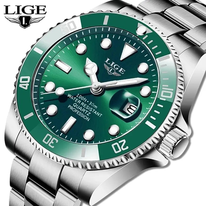 LIGE Top Brand Luxury Fashion Diver Watch Men 30ATM Waterproof Date Clock Sport Watches Mens Quartz Wristwatch Relogio Masculino.