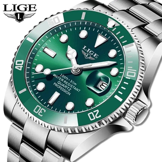 LIGE Top Brand Luxury Fashion Diver Watch Men 30ATM Waterproof Date Clock Sport Watches Mens Quartz Wristwatch Relogio Masculino.