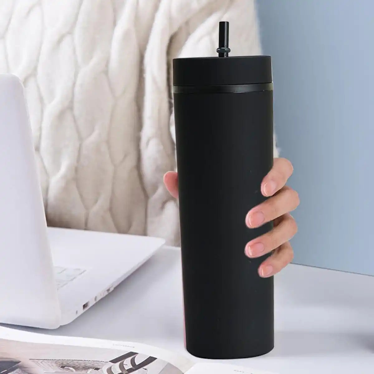 1PC- Tumbler Straws Cup With Lids Drinkware Fruit Juice Bottle Double Wall Plastic Cups Gift for Festival Party.