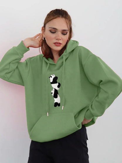 Blessyuki niedlichen Cartoon Panda gedruckt Hoodies Frauen lässig lang ärmel ige Basic Student Sweatshirt plus Größe Paar Kleidung y2k Top.