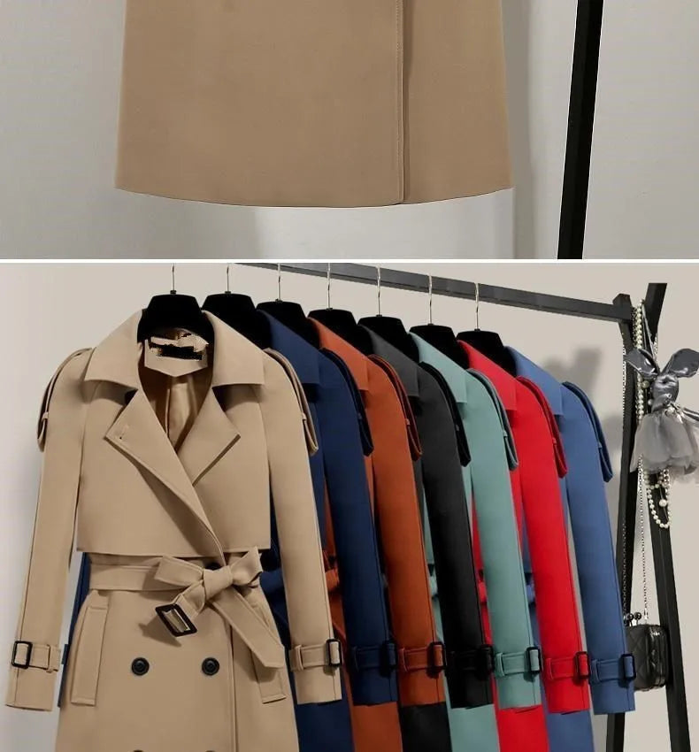 Lässige Langarm-Oberbekleidung, Trenchcoat für Damen, 2024, Herbst-Winter-Mode, Schnürung, lang, neu in Mänteln und Jacken, elegant.