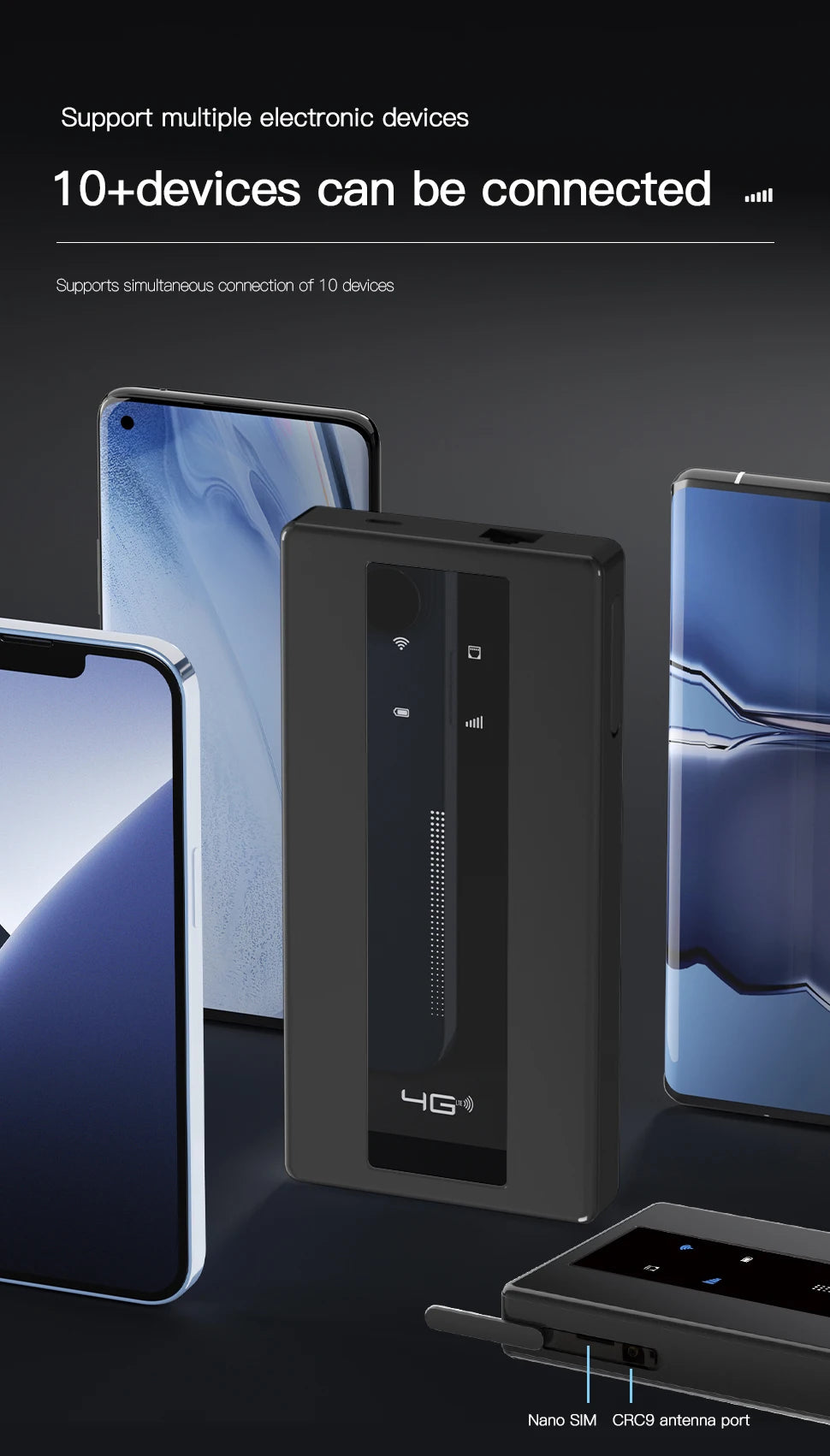 KuWFi Mobile Wifi Router 10000mAh Portable Lte Router CAT4 Outdoor Travel Pocket Wifi Hotspot with RJ45 TS9 Antenna Port WPS.