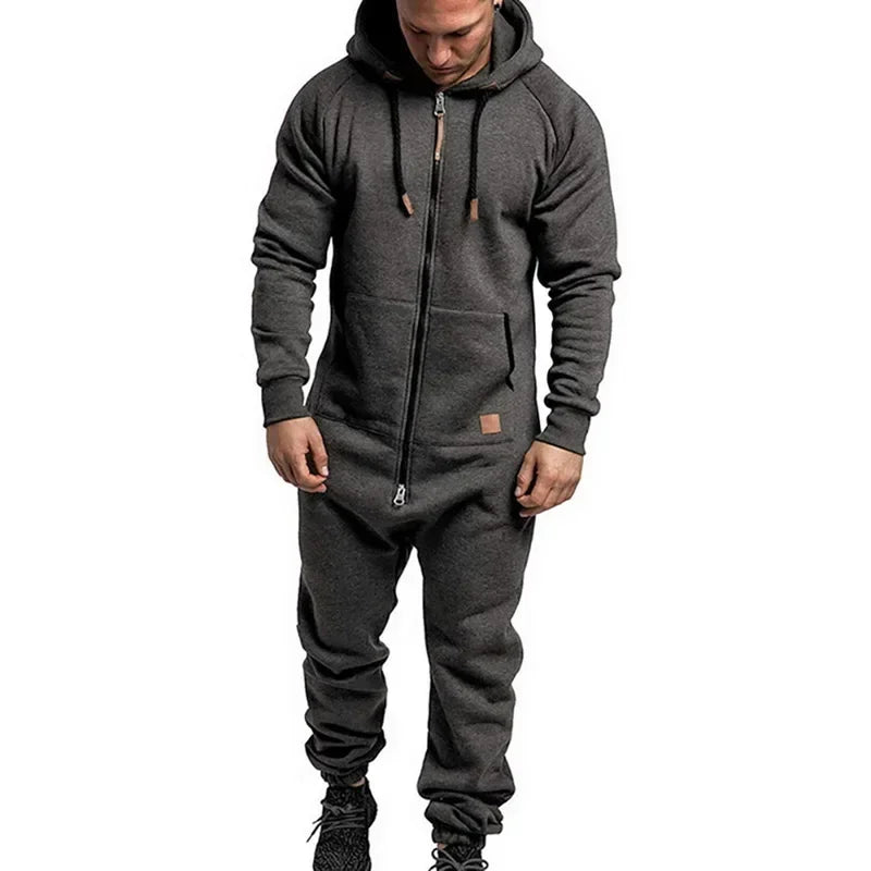 New Custom 3D Full Design Jumpsuit Pajamas Long-sleeved sports pants solid color splicing casual sweater men's zipper hoodie