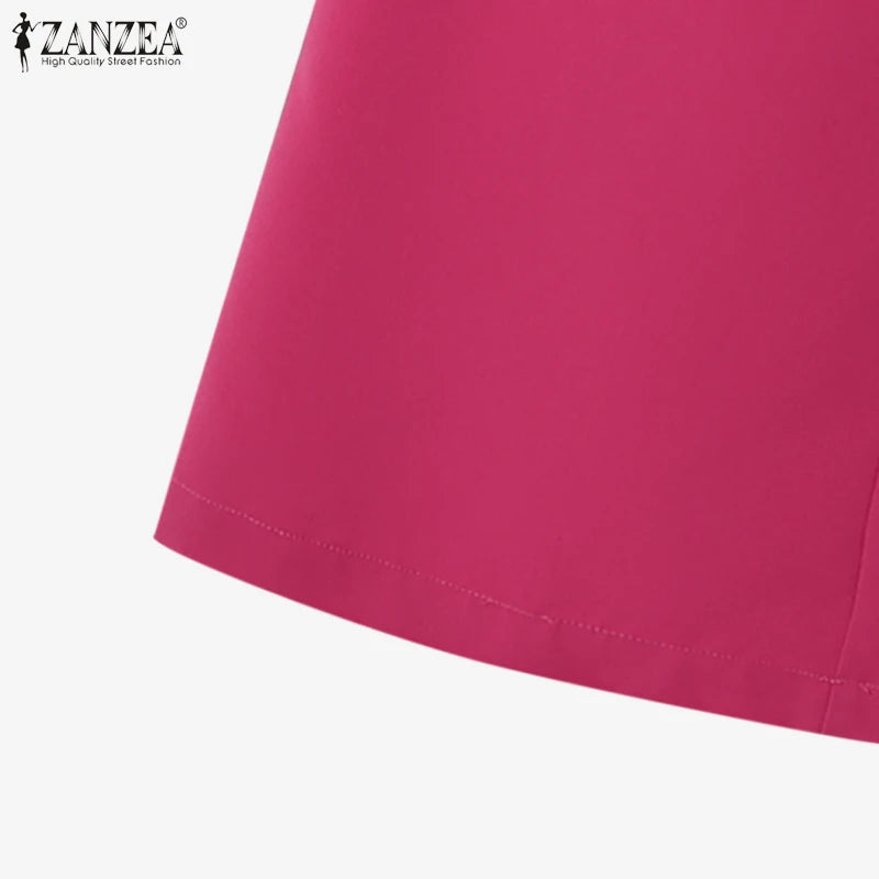 ZANZEA Autumn Fashion 2 Pieces Sets Women V-Neck Long Sleeve Blazer & Wide Leg Pants 2pcs Suits Office Commuting Solid Pant Sets.