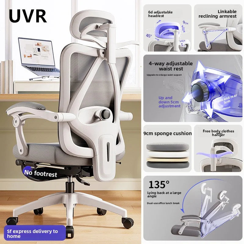 UVR Gaming-Computerstuhl, ergonomisches Design, Sessel, bequemer Mesh-Personenstuhl, Feldverstellbarer Drehstuhl, Bürostuhl