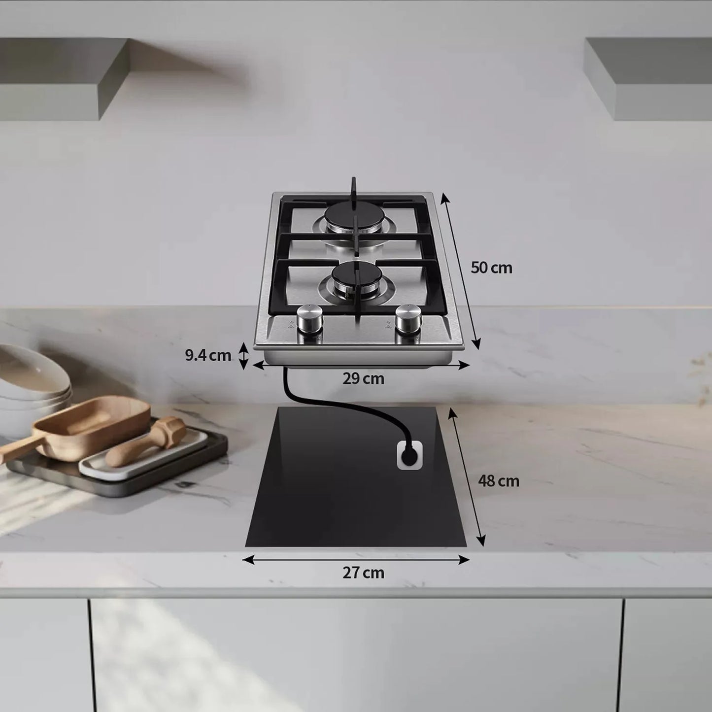 TopStrong  2-burner Stainless Steel with Automatic Flame Protection, Natural Gas Propane Built-in Gas Hob YYEUGCT-S02.