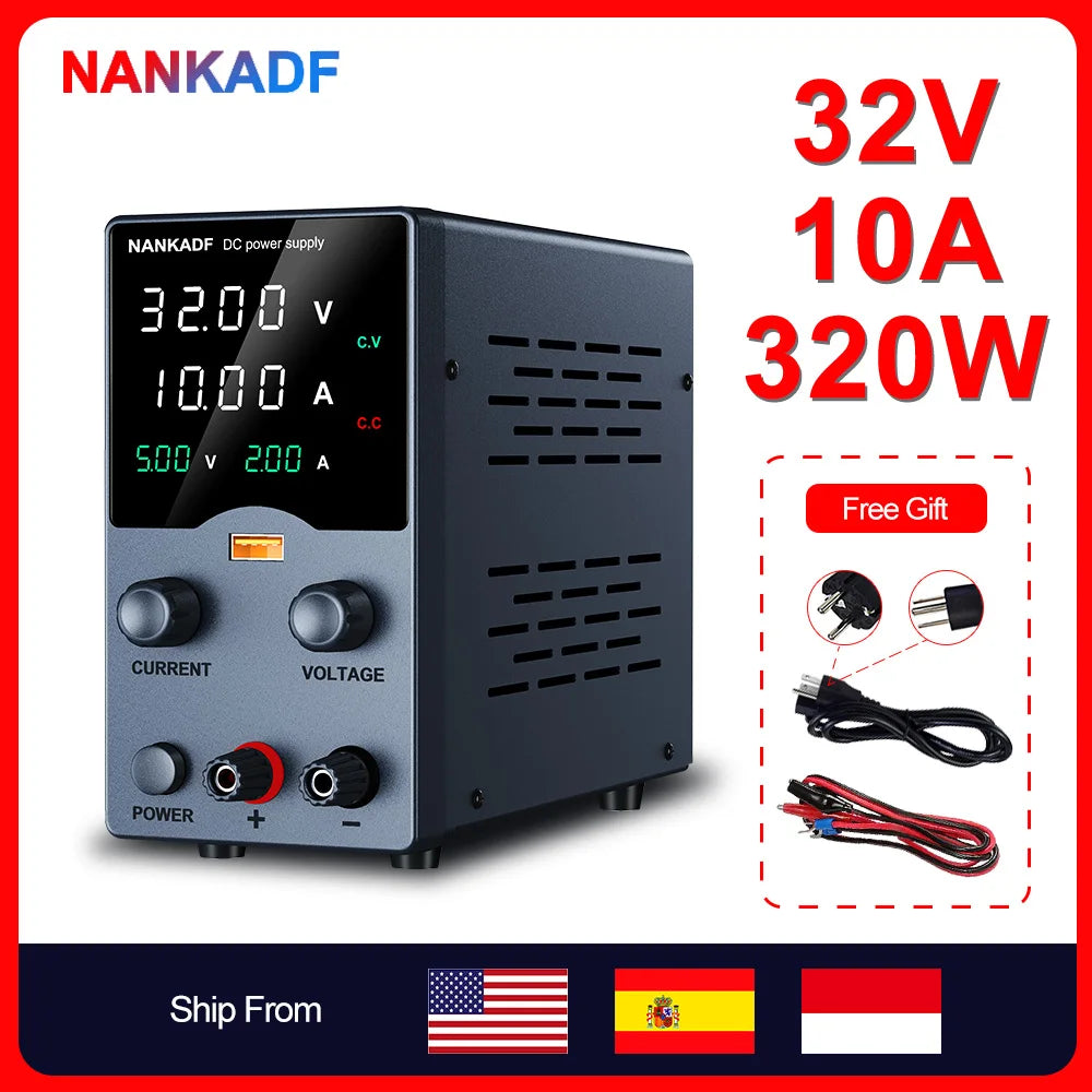 NANKADF Lab Bench Power Supply 30V 10A Switching Power Supply Unit 30V 5A  Adjustable Source 60V 5A Voltage Stabilizer 120V 3A