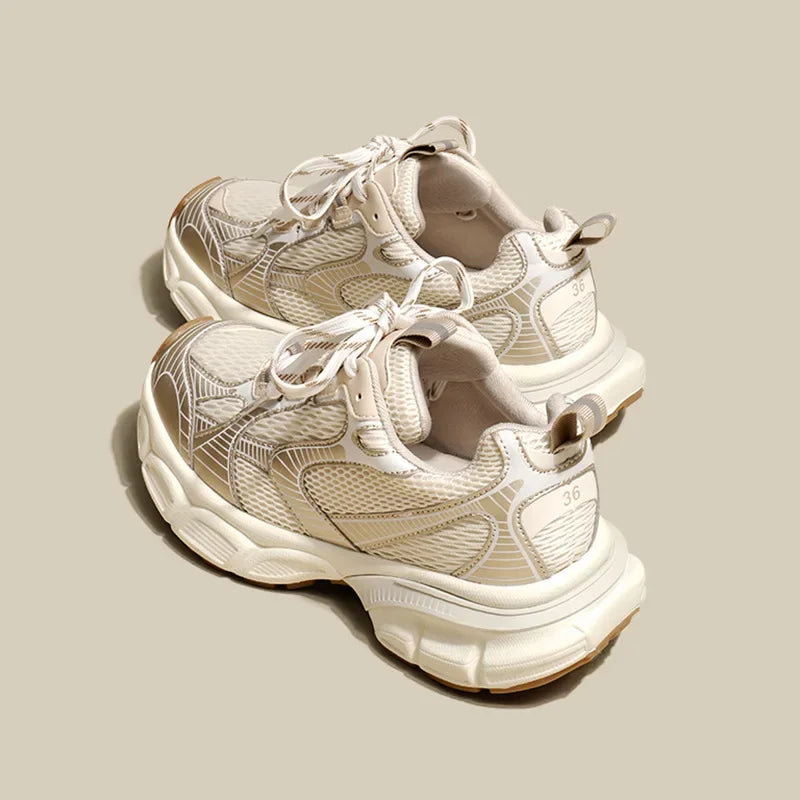 New Designers White Sneakers Women Flats Shoes Lace Up Vulcanize Shoes Female Mesh Wedge Platform Casual Zapatillas Mujer2024.