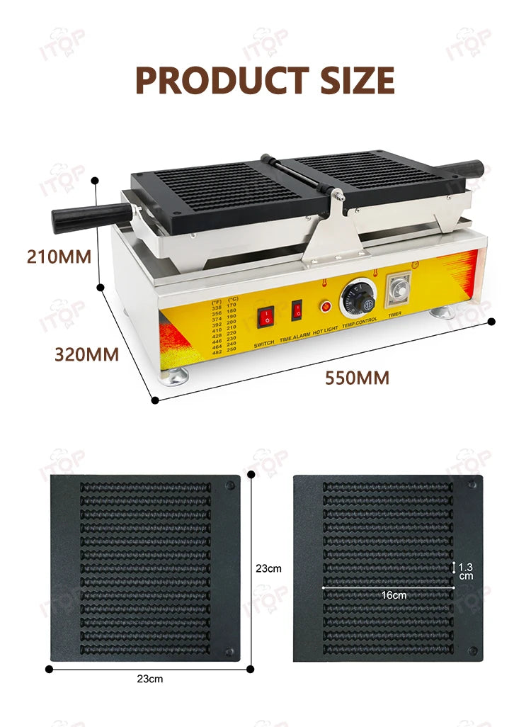 ITOP WF-CP Commercial Biscuit Stick Waffle Machine Chips Threaded Fries Shape Waffle Maker Cooking Maker Ideal for Street Food.