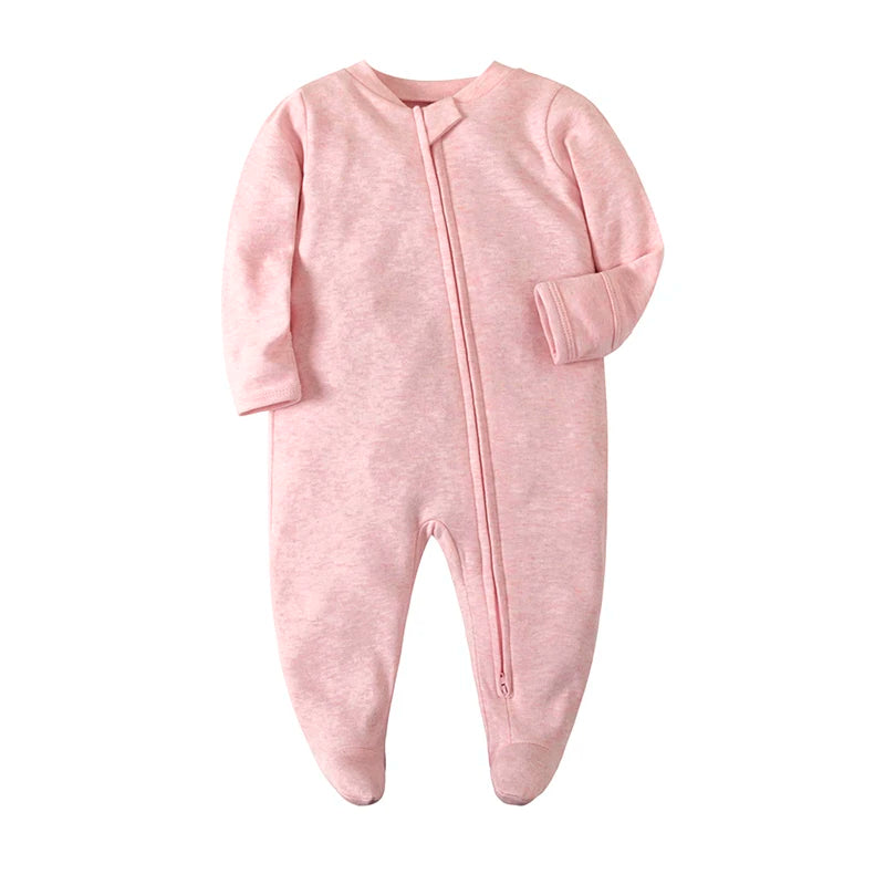 Frühling Neugeborenen Footed Pyjamas Zipper Mädchen und Jungen Strampler Langarm 0-12 Monate Baby Kleiden Overall Baumwolle Solide weiß Mode.