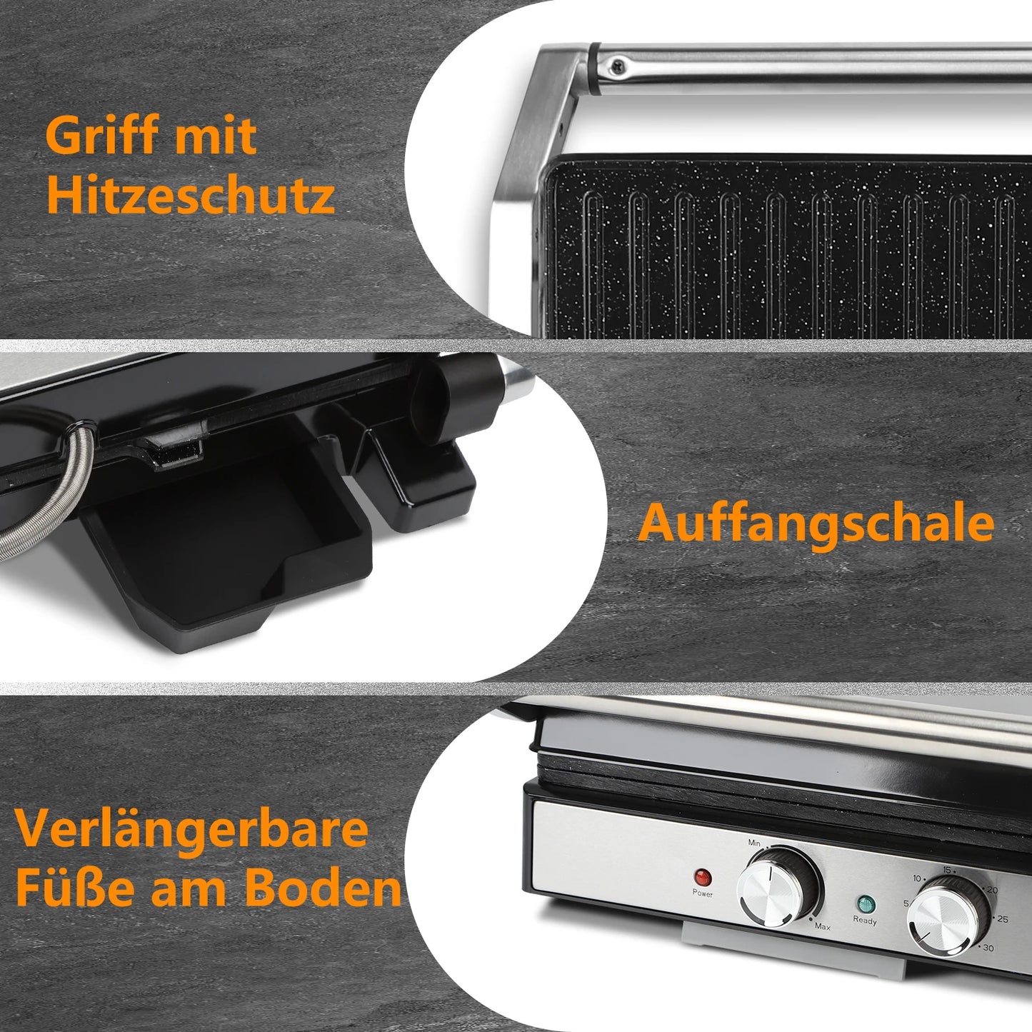 Aigostar contact grill, ceramic-coated, 30-minute timer. Panini grill and sandwich maker for sandwiches, steak, and toasters.